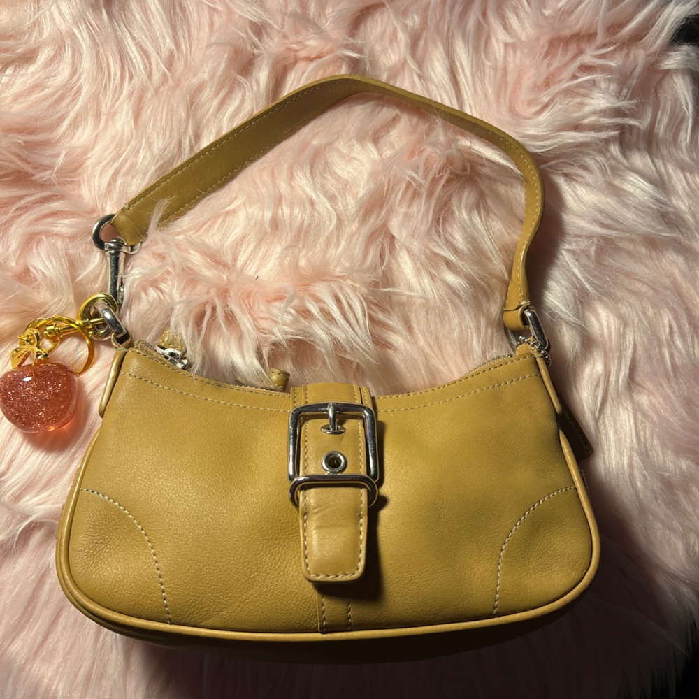 Coach Baguette Buckle Demi Hobo Bag Tan Leather 7542 Y2K Mini Hobo Shoulder Bag